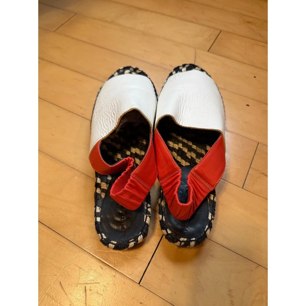 Proenza Schouler White Leather Red Slingback Espadrille Sandals Size‎ 39